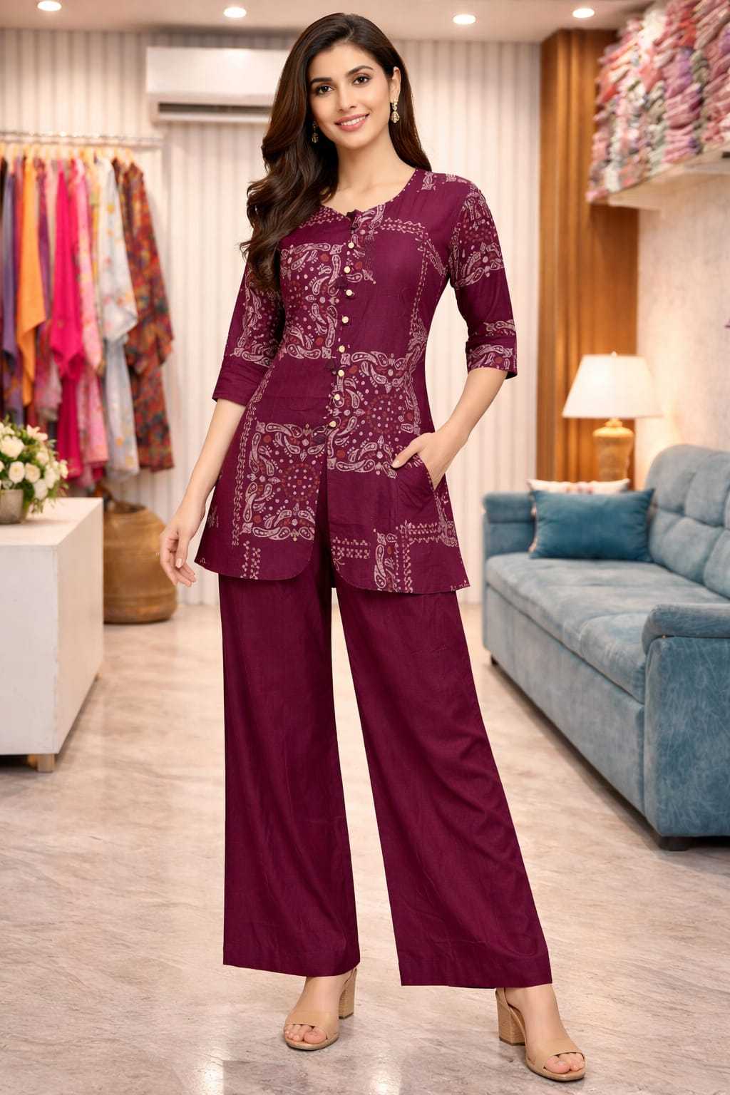 INDAIN CULTURE LAUNCH MOHMAYA -2 HAND WORK COARD SET WITH PLAZO WHOLESALE IN SURAT